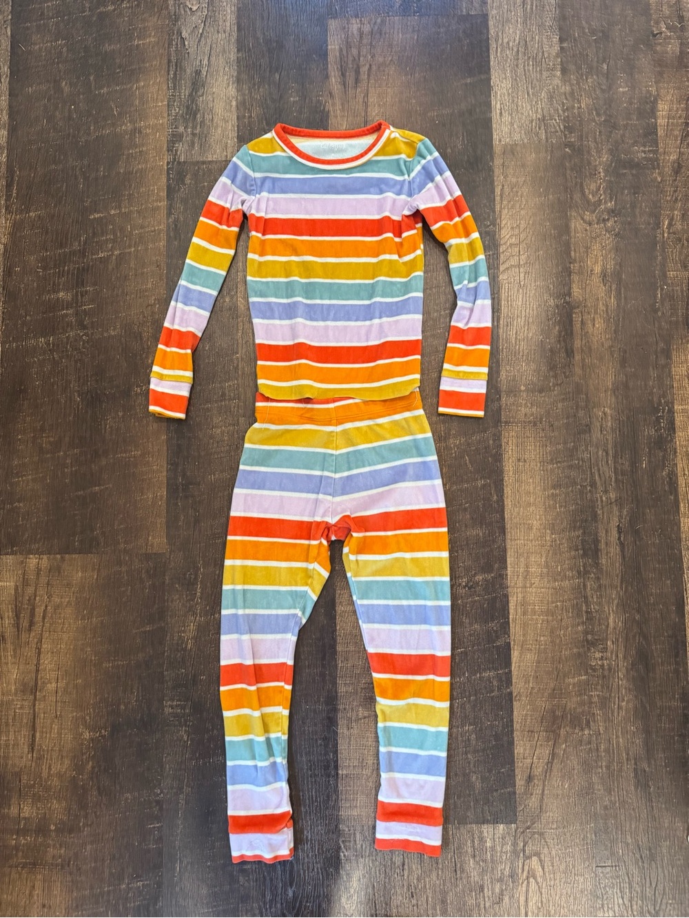 Cat & Jack Striped Rainbow Footie Pajama - Orange, Yellow, Blue, Purple, Red